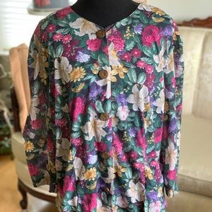 Vintage long-sleeve floral cardigan